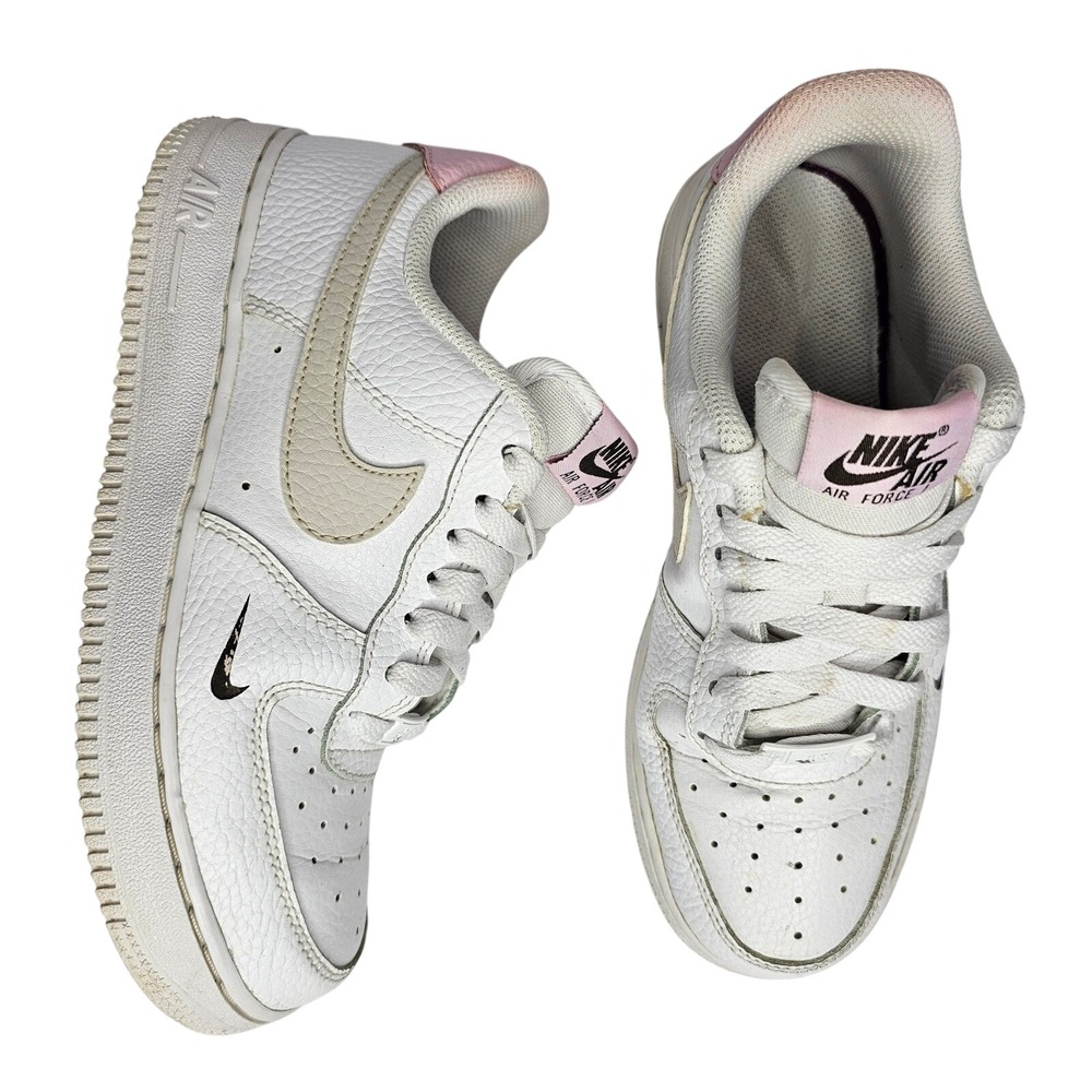 Nike Women 6 White Air Force 1 Low Tumbled Leather Sneakers HF9992-100 - Picture 5 of 14